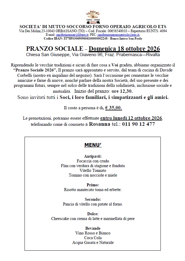 Locandina Pranzo Sociale 2026